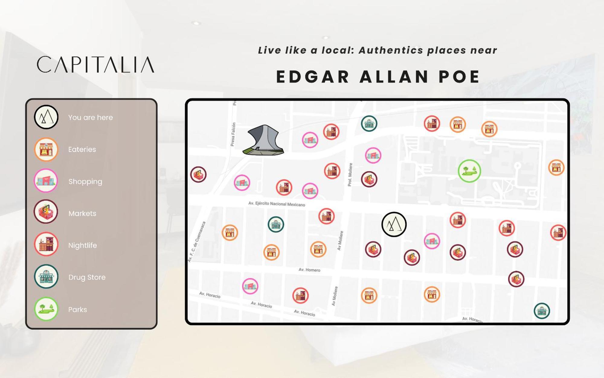 Capitalia - Luxury Apartments - Edgar Allan Poe 墨西哥城 外观 照片